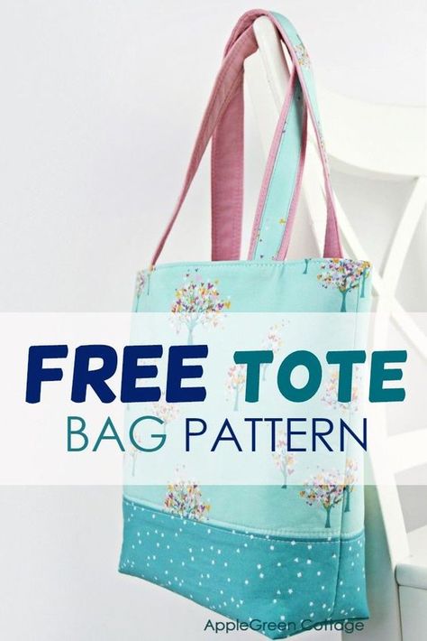 Bag With Pockets Pattern, Tote Bag Pattern Free, Tote Bag With Pockets, Bag With Pockets, Tote Bag Tutorial, Diy Tote, Bag Pattern Free, Free Tote, Tote Bags Sewing