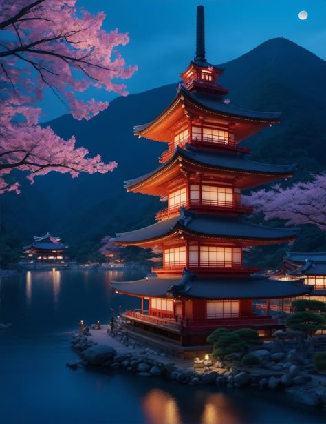 🏯 The Japanese Pagoda: A masterpiece of ancient architecture that touches the sky with its elegance and grace. Explore its rich history and cultural significance, standing as a symbol of Japan's enduring beauty and tradition.✨ Japanese Ancient Architecture, Japanese Buildings Traditional, Japan Building, Ancient Japanese Architecture, Japan Village, Famous Structures, Bridges Architecture, Japanese Buildings, Japanese Pagoda