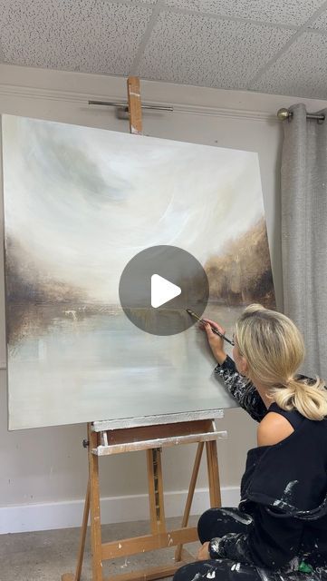 Large Abstract Landscape Painting, Abstract Landscape Painting Acrylic Tutorial, Modern Oil Painting Ideas, Large Abstract Painting Acrylics, Large Diy Painting, Giant Canvas Painting Ideas, Diy Large Canvas Art, Modern Painting Ideas, Abstract Painting Techniques Tutorials