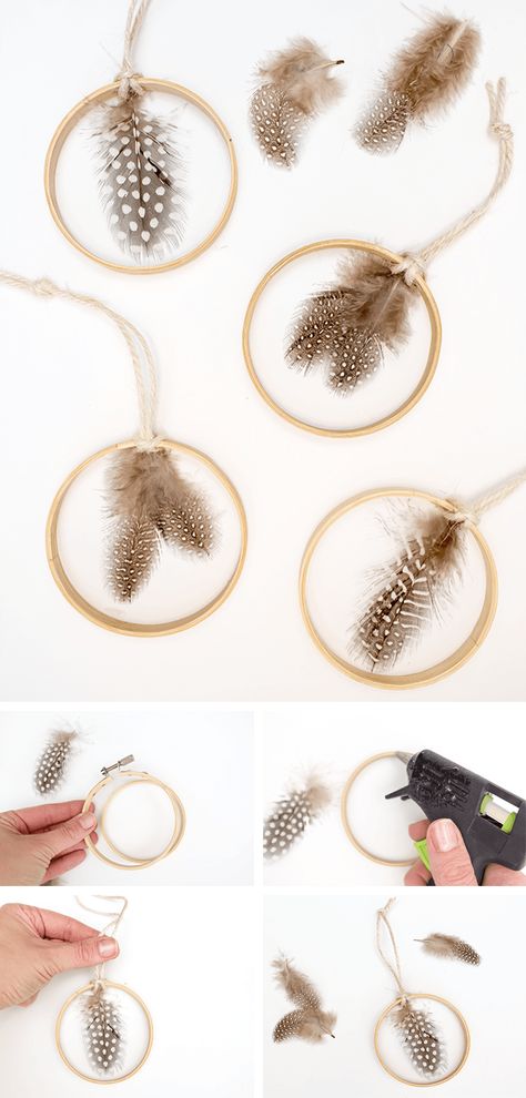 Diy Christmas Ornaments Rustic, Diy Feather, Diy Christmas Decorations For Home, Boho Christmas Decor, Bohemian Christmas, Feather Decor, Diy Ornaments, Feather Crafts, Boho Christmas