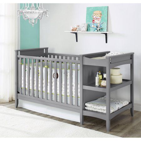 Baby Relax Emma 2-in-1 Crib and Changing Table Combo, Gray Crib And Changing Table Combo, Crib With Changing Table, Unique Cribs, Baby Cot, Convertible Crib, Baby Bedroom, Baby Changing, Baby Crib