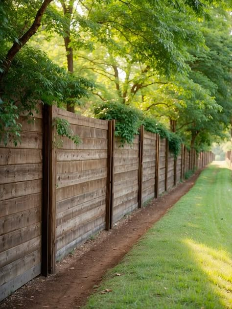 Wood Fencing Ideas, Natural Privacy Fences, Wood Fence Ideas, Home Fence, Wooden Fence Ideas, Yard Privacy, Fence Design Ideas, Home Fencing, Wood Fencing