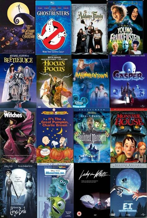 Halloween movies for entire month of October... except for ET. No way in HELL! Halloween Playlist, Best Halloween Movies, Collage Des Photos, Halloween Movie Night, Halloween Tags, Halloween Movie, Month Of October, Spooky Szn, Family Movie