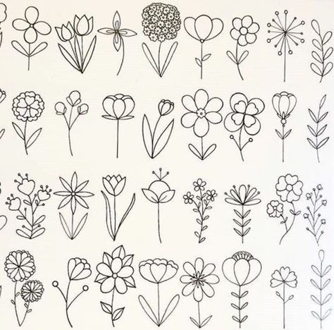 Quick Flower Doodles, Small Flower Doodles Simple, How To Draw Wildflowers, Doodle Flowers Simple, Easy Floral Doodles, Flower Doodles Easy, Floral Doodles, Dibujo Simple, Arte Doodle