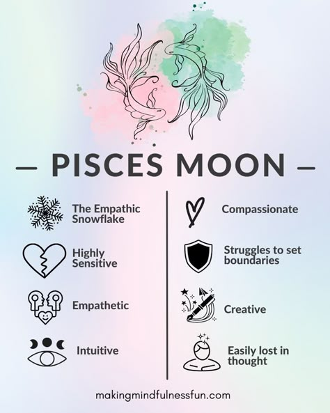 New Moon In Pisces Affirmations, Moon Sign Pisces, Aquarius Sun Pisces Moon, Pisces Moon Woman, Pisces Moon Tattoo, Pisces Moon Aesthetic, Capricorn Sun Pisces Moon, Capricorn 2023, Zodiac Sun Moon Rising