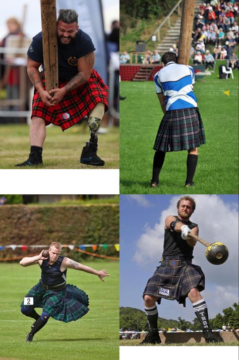 Highland Games - Celebrating Scottish & Celtic culture, dating back to the 4th & 5th century when the games migrated into Dalriada (Argyll) from Ireland. The modern Highland Games began in Braemer, 1848, when Queen Victoria endoresed the games. Events include caber toss, stone put, weight throw (pictured), hill race, tug o’war, Highland dancing, hammer throw. Caber Toss, Scotland Bucket List, Scottish Highland Games, Scottish Highland Dance, Hammer Throw, Highland Dancing, Scottish Celtic, Highland Dance, Celtic Culture