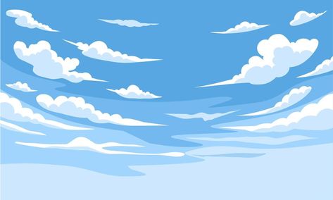 Clouds Vector Illustration, Animated Sky, Sky Graphic Design, Sky Animation, Blue Sky Illustration, Background Sky Blue, Illustration Clouds, Air Background, Sky Cartoon