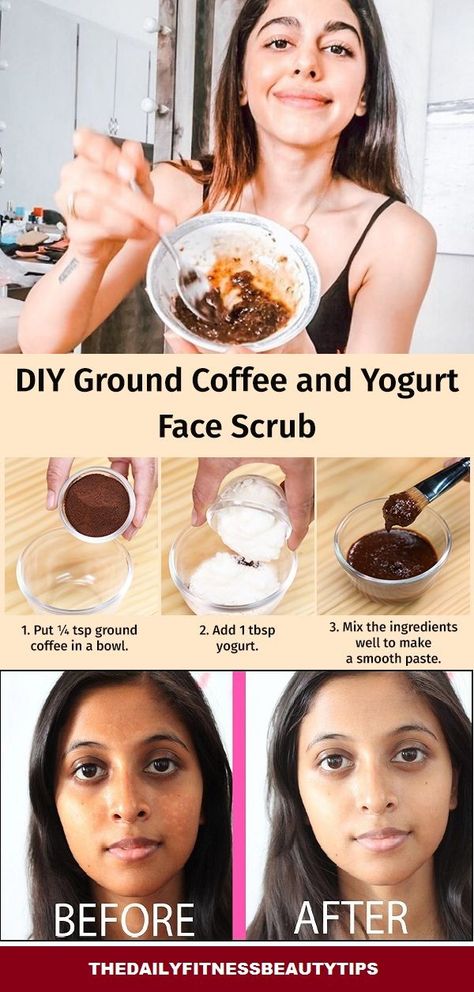 DIY Coffee Face Scrub Mask - best homemade face mask for skin whitening. Use Homemade Coffee Facial Scrub For Skin Issues like Acne Scars, Blackhead.. Diy Coffee Face Scrub, Recipes For Glowing Skin, Best Homemade Face Mask, Face Scrub Recipe, Coffee Facial, Coffee Scrub Diy, Face Scrubs, Coffee Face Scrub, Homemade Face Mask