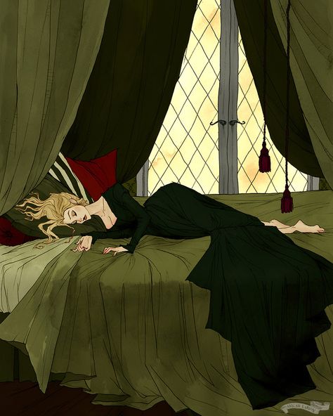 Sleeping Beauty Art, Abigail Larson, Creepy Drawings, Beauty Paintings, Arte Sketchbook, Witch Art, Poses References, Arte Fantasy, Gothic Art