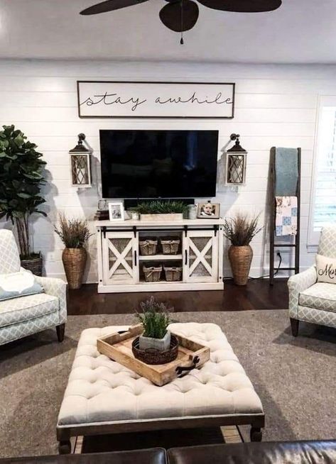 Tv Stand Decor Living Room, Tv Mounted, Tv Stand Decor, Modern Farmhouse Living, Modern Farmhouse Living Room, Living Room Decor Cozy, Ideas Living Room, Farmhouse Decor Living Room, Living Room Remodel