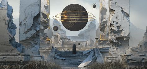 ArtStation - Summoning Scifi Environment, Concept Art Tutorial, Sci Fi Environment, Location Inspiration, Fantasy City, Fantasy Art Landscapes, Cyberpunk Art, A Concept, Environment Concept Art