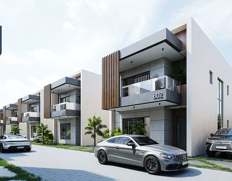 SPACELOCI . on Behance 2 Storey Apartment Exterior Design, Duplex Villa Elevation, Terrace Duplex Design, Terrace Building Design, Townhouse Designs Plan, 2 Storey Apartment Design, Modern Apartment Design Exterior, Modern Townhouse Facade, Duplex House Design Plan