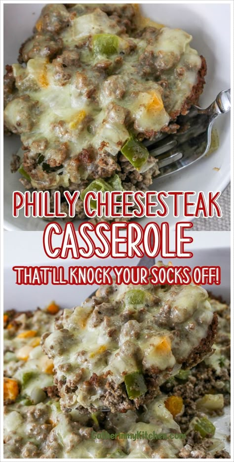 Dive into the cheesy, beefy goodness of this Philly Cheesesteak Casserole. It's a baked dish that brings comfort and flavor to your dinner table. Philly Cheesesteak Low Carb, No Carb Philly Cheese Steak, Philly Cheese Steak Low Carb, Low Carb Steak And Cheese, Low Carb Cheese Steak, Healthy Cheese Steak Recipes, Healthy Steak And Cheese, Keep Dinner Recipes, Keto Low Carb Philly Cheese Steak Casserole