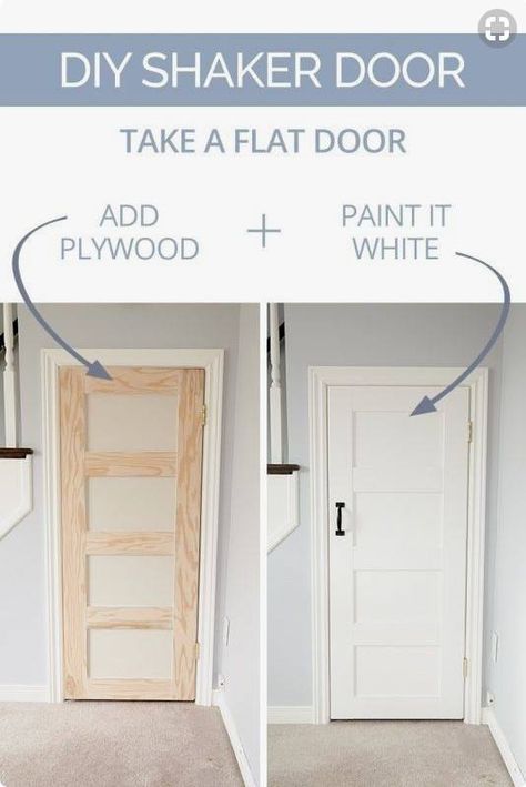 Diy Shaker Door, Casa Disney, Architecture Renovation, Diy Lampe, Vinyl Decor, Mini Makeover, Diy Makeover, Door Makeover, Bedroom Doors