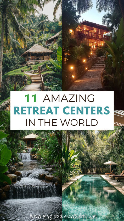 Looking for the perfect retreat spot in 2025? 🌿 Here are 11 stunning retreat centers ideal for hosting or joining an unforgettable experience! From serene mountain lodges to beachfront sanctuaries, these locations offer inspiring settings for wellness, creativity, and personal growth. Perfect for your next transformative getaway! 🧘‍♀️🌍 #RetreatCenters #Wellness #TransformativeTravel Retreat Center Design Floor Plans, Retreat Center Design, Wellness Retreat Ideas, Pilates Retreat, Company Retreat, Mountain Lodges, Nature Retreat, Creative Retreat, Spiritual Retreat