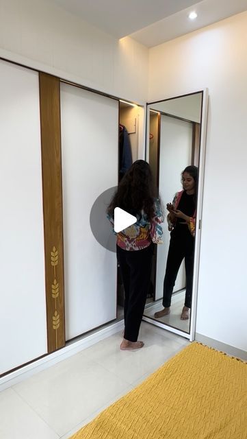 Imagision Studio | Interior Design Studio on Instagram: "Introducing the ultimate space-saving solution for your home! 🏠💡 Our reel reveals a hidden dressing mirror, perfectly designed for spaces where a traditional mirror just won’t fit. With a clever design that seamlessly integrates into your wardrobe, this mirror is not just a practical addition, it’s a statement of modern elegance. Watch as we transform limited space into a functional and stylish area. #CompactDesign #HiddenElegance #interiordesign #imagisionstudio #dressingmirror #spacesavingfurniture #luxuryinteriordesign #bedroominterior #interiordesigninspo" Dressing Design For Bedroom, Dressing Mirror Design Master Bedrooms, Hidden Dressing Mirror, Wardrobe Design Bedroom With Mirror, Dressing Cupboard, Dressing Table Design Bedrooms, Room Wardrobe Design, Sliding Mirror Wardrobe, Dressing Mirror Designs