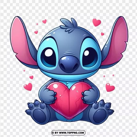 Pictures Of Stitch Disney, Stitch Love Drawing, Cute Stitch Drawings, Valentine Stitch, Characters In Love, Stitch Clipart, Stitch Valentines, Lilo En Stitch, Stitch Png