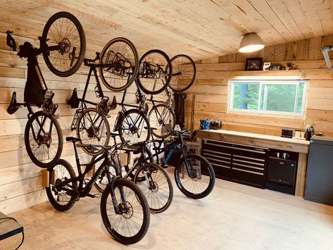 Cycling Man Cave, Bike Cave, Bike Storage Room, Bike Workshop, Bicycle Garage, Bike Garage, Amsterdam Apartment, Bike Storage Garage, Gear Room