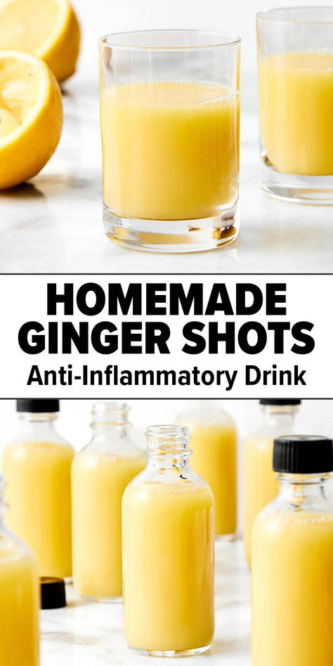 Homemade ginger shots. Gingershots Recipe, Health Shots, Ginger Shot Recipe, Health Drinks Recipes, Health Benefits Of Ginger, Ginger Shot, Wellness Shots, Tonic Recipe, Ginger Benefits