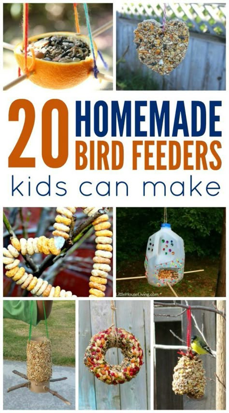 Bird Feeders For Kids, Bird Feeders For Kids To Make, Bird Feeder Craft, Bird Seed Ornaments, Easy Bird, Homemade Bird Feeders, Diy Bird Feeder, Diy Birds, Backyard Birds