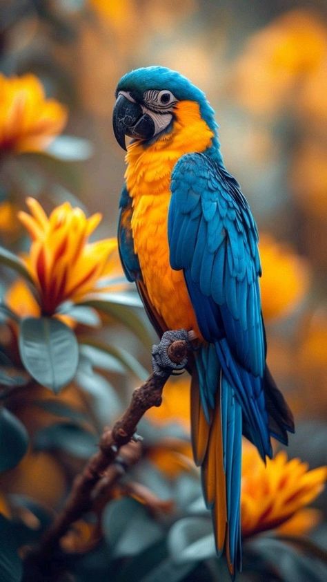 Birds On Branches Photography, Blue Macaw Drawing, Exotic Birds Colorful, Parrot Aesthetic, Burung Kakatua, Bird Tattoo Ideas, Brazilian Birds, Amazon Birds, Beautiful Parrots