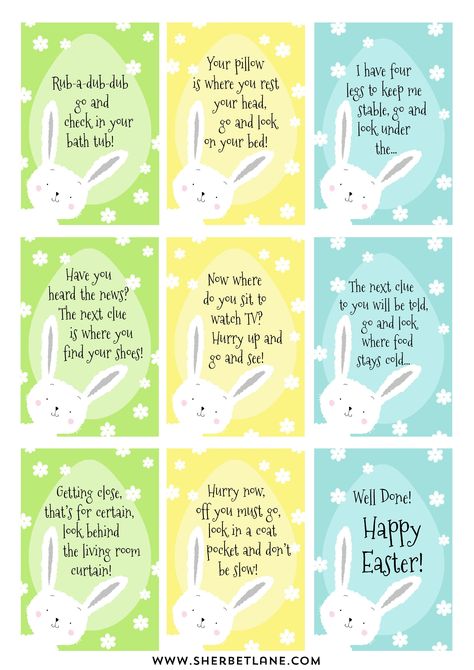 Easter Egg Scavenger Hunt Clues, Easter Scavenger Hunt Clues, Egg Hunt Clues, Easter Egg Scavenger Hunt, Easter Egg Hunt Clues, Easter Treasure Hunt, Egg Hunt Ideas, Easter Scavenger Hunt, Scavenger Hunt Clues