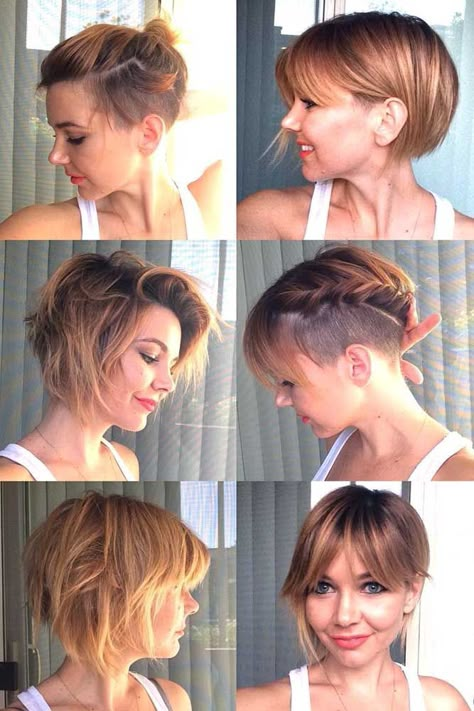 Undercut Bob Haircut, Kort Bob, Undercut Hairstyles Women, Bob Ideas, Undercut Bob, Pixie Haircut For Thick Hair, Short Hair Undercut, Undercut Pixie Haircut, Undercut Pixie