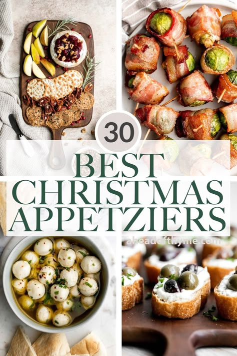 30 Best Christmas Appetizers - Ahead of Thyme Cranberry And Brie, Stuffed Mushrooms Vegetarian, Xmas Appetizers, Creamy Dips, Winter Appetizers, Holiday Appetizers Christmas, Best Christmas Appetizers, Bacon Wrapped Chicken Bites, Holiday Charcuterie