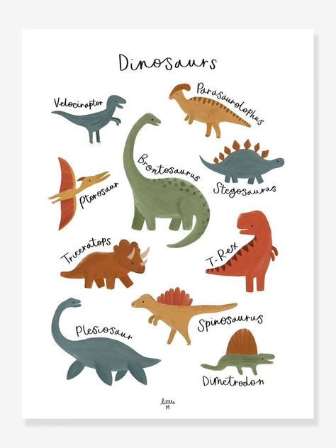 Dinosaur Posters, Eco Label, Dinosaur Illustration, Earthy Color Palette, Prehistoric Creatures, Kids Clipart, Dinosaur Birthday, Small Art, Earthy Colors