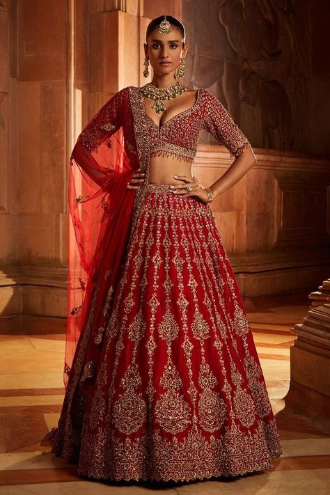 Raw Silk Lehenga, Floral Lehenga, Bridal Lehenga Red, Red Lehenga, Silk Tulle, Party Wear Lehenga, Bridal Lehenga Choli, Wedding Lehenga, Silk Lehenga