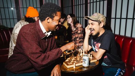 Club Chess Is A Sexy Rebrand On Your Classic Chess Club in NYC - Thrillist Chess Party, Chess Tournament Aesthetic, Nyc Comedy Club, Chess Championship, London Opening Chess, Sicilian Defense Chess, How To Play Chess, Chess Club, Nyc Bars