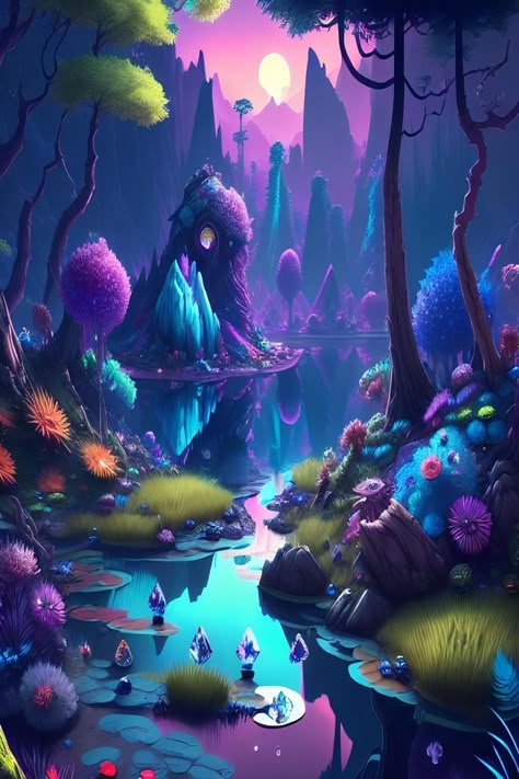 Discover a mystical world of wonder and enchantment in this print on demand creation, featuring a lush forest that inspires the imagination. Sleep Animation, Cute Monster Illustration, Stylized Environment, Aliens History, Mystic Forest, Lush Forest, East Of Eden, Monster Illustration, Forest Illustration