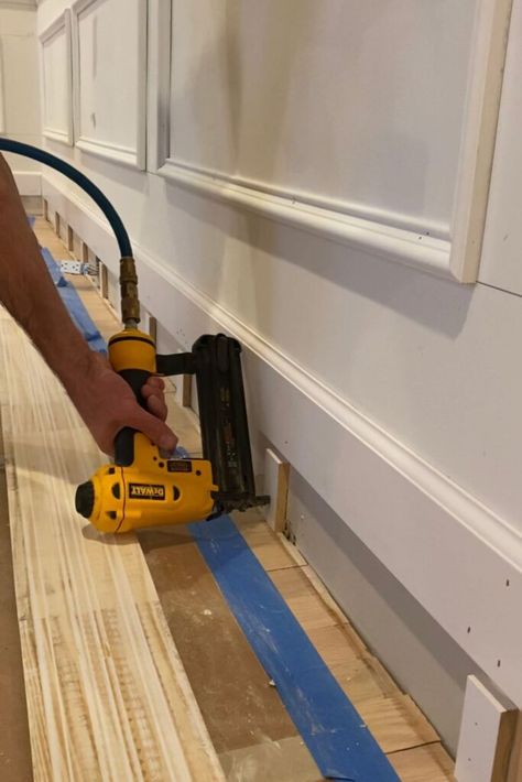 Double Baseboard Trim, Stacked Baseboard Trim, How To Pick Baseboards, How To Put Up Baseboard Trim, Vinyl Baseboard Trim, Tall Baseboard Trim Ideas, Stained Wood Baseboards And Trim, Tall Baseboard Trim, 1x4 Trim Baseboards