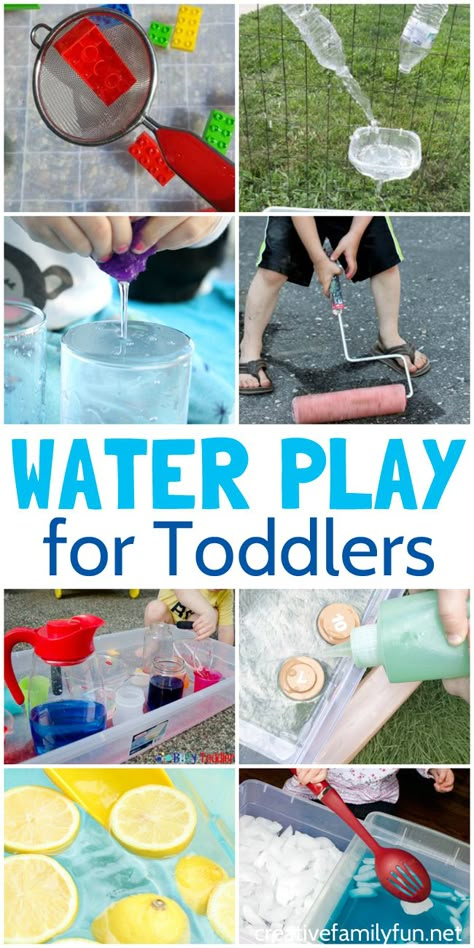 Splash and have fun with one of these water play ideas for toddlers. You can play indoors and outdoors with these fun sensory play ideas. Water Play For Toddlers, Water Play Ideas, Water Play Activities, Play Ideas For Toddlers, Toddler Outdoor, Activities Outdoor, Sensory Play Ideas, Toddler Sensory, Water Games