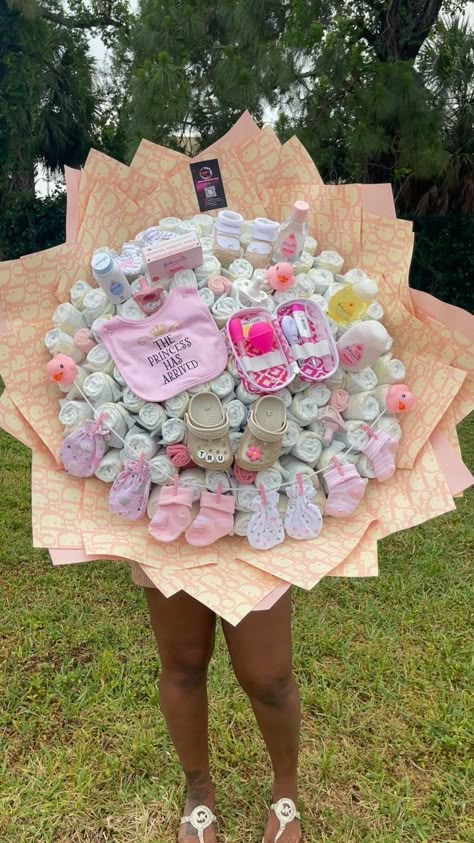 • QueenOfSweetssss & More | • Welcoming Baby Trú 💕🍼 • • • • • #explorepage #explore #viral #babyshower #babyboutique #pushgift #itsagirl #teamgirl #diaperbouquet… | Instagram Baby Diaper Bouquet, Diaper Gifts For Baby Showers, Baby Shower Bouquet Ideas, Gifts For Baby Shower Games, Good Baby Shower Gifts, Pregnant Gift Ideas, Easter Baby Shower Ideas, Baby Shower Gifts Girl, Cheap Baby Shower Ideas