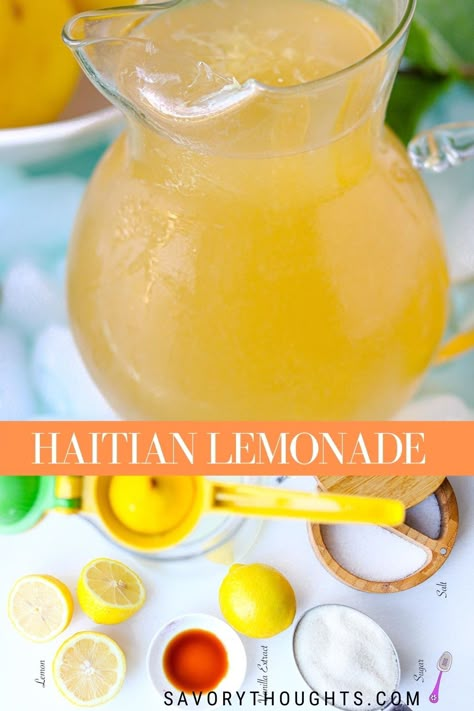 Homemade Lemonade Recipes, Natural Juice, Iced Drinks Recipes, Tea Drink Recipes, Haitian Food, Fat Burning Juice, Haitian Food Recipes, Drink Recipes Nonalcoholic, Lemonade Drinks