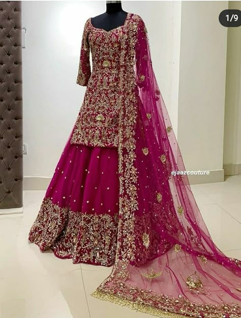 Indian Fashion Lehenga, Pink Bridal Lehenga, Latest Bridal Dresses, Bridal Dresses Pakistan, Bridal Dress Fashion, Indian Bridal Dress, Indian Bridal Fashion, Pakistani Bridal Dresses, Simple Pakistani Dresses