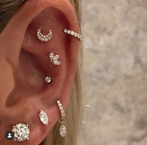 Conch And Helix Piercing, Ear Project, 3 Lobe Piercings, Inner Ear Piercing, Outer Conch, Piercing Conch, Ear Piercings Tragus, Lobe Piercings, Helix Piercing Jewelry