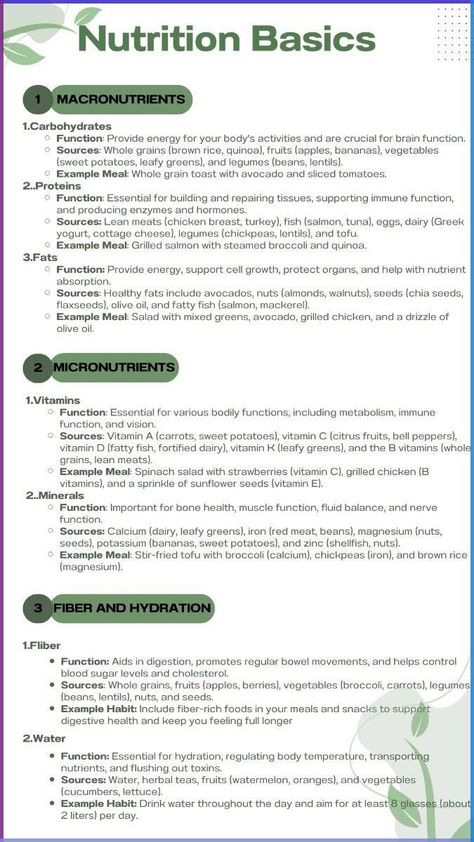 ✨Understanding these nutrition basics can help you make informed choices about your diet and ensure you're getting the nutrients your body needs for optimal health and well-being. ❗️SAVE for later and FOLLOW for more info. #nutrition #basic #nutritiontipsforgoodhealth #basics #healthy #healthyliving #food Fitness And Nutrition Aesthetic, Basic Nutrition Guide, Fitness And Nutrition Tips, Dietitian Student Aesthetic, Nutrition Student Aesthetic, Daily Nutrition Guide, Understanding Nutrition, Nutrition Basics, Nutrition Notes