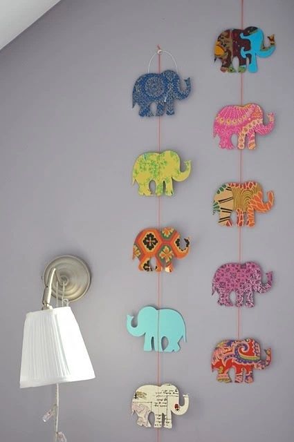 Diy Nursery Decor Girl, Perlengkapan Bayi Diy, Elephant Garland, Nursery Diy Projects, Elephant Decoration, Diy Dorm Decor, Elephant Wall Decor, Diy Nursery Decor, Easy Diy Room Decor