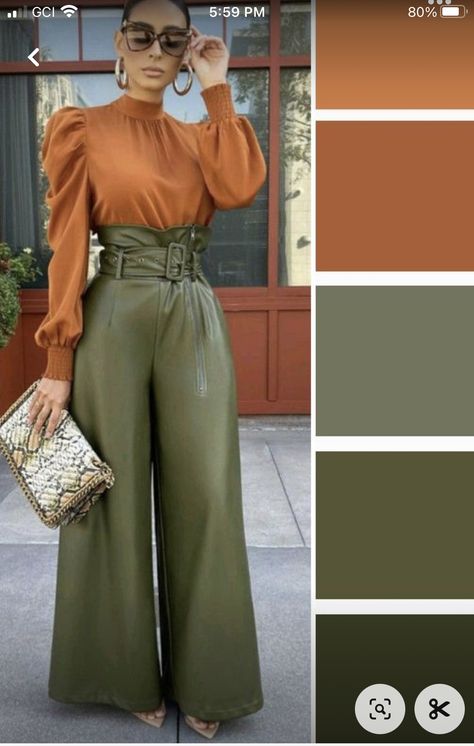 Olive Green Outfit, Fall Color Schemes, Green Color Combinations, Colour Combinations Fashion, Color Combos Outfit, Color Blocking Outfits, Color Combinations For Clothes, Orange Outfit, Fall Color Palette