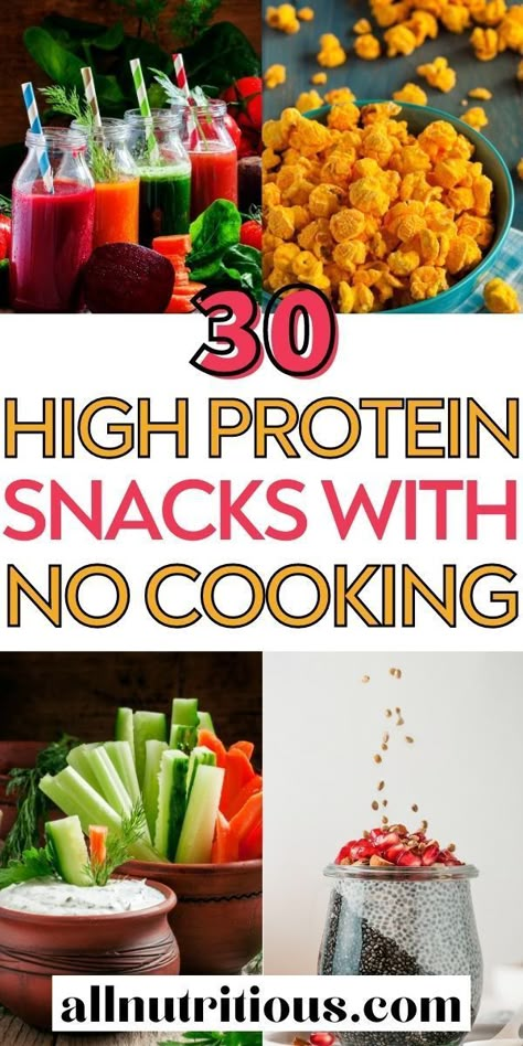 You can still have quick nutritious snacks on your high protein diet when you make any of these high protein snacks that require no cooking. These healthy high protein snack ideas can help you stay clear of junky foods. #HighProtein #Snacks High Protein Snack Ideas, Protein Snack Ideas, Healthy High Protein Snacks, Best Vegan Protein, High Protein Snack, High Protein Foods, Healthy Protein Snacks, Healthy High Protein Meals, No Calorie Snacks