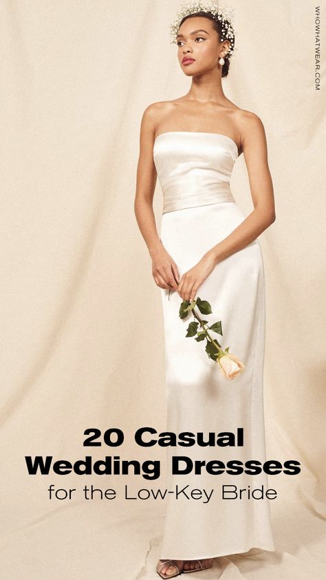 The best casual wedding dresses for the low-key bride Simple Cheap Wedding Dress Casual, Destination Wedding Dress For Older Bride, Semi Formal Wedding Dress Brides, Bride Over 40 Wedding Dresses For, Informal Wedding Dress Casual Classy, Dresses For A Second Wedding, Second Wedding Dresses Over 40 Not White, Low Key Wedding Dress Casual, Casual Wedding Attire For Bride