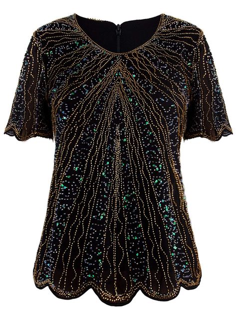 VIJIV Women's 1920s Vintage Beaded Evening Top Art Deco Scalloped Hem Sequin Embellished Blouse Tunic ** Continue to the product at the image link. (This is an Amazon affiliate link) #weddingheadpiece Bold Clothes, New Year’s Eve Outfit, Thanksgiving Outfit Women, Clothes Wardrobe, Wedding Headpieces, Ladies Shirts, 1920s Vintage, Sequin Shirt, Elegant Prom Dresses