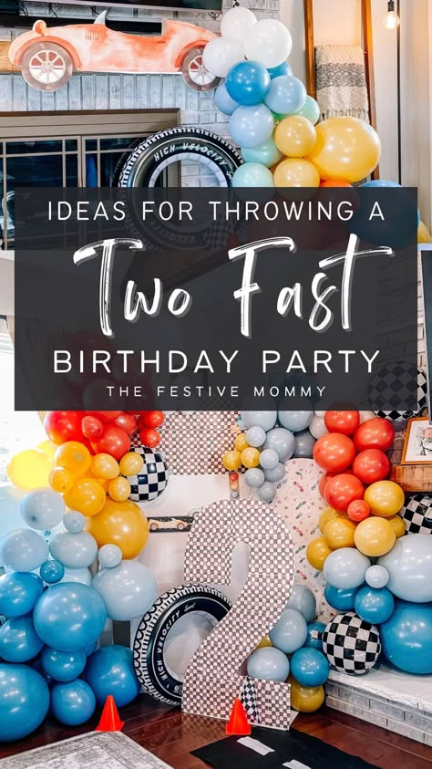 Two Year Old Cars Birthday Party, Cars And Trucks Birthday Party Ideas, Trucks Two Birthday, 2 Fast Too Curious Birthday, 2 Fast 2 Furious 2nd Birthday Party, Two Fast Bday Theme, Car Themes Birthday Party, Too Fast Birthday Party Ideas, Two Fast Party Ideas