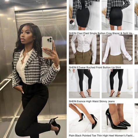 Black Women Real Estate Outfits, Interview Clothes Black Women, Accounting Attire Work Outfits, Businesses Professional Outfits, Cute Outfits For Interviews, Legal Attire Women, Business Professional Outfits Shein, Business Casual Shein, Shein Outfits For Work