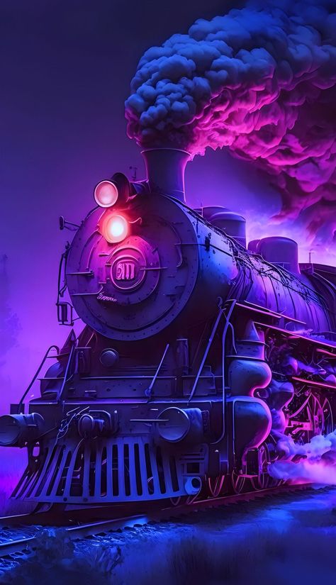 Train Artwork, Steampunk Wallpaper, Steam Trains Photography, Train Wallpaper, Fantasy Wallpapers, Train Coloring Pages, Train Illustration, Steampunk Artwork, Wallpaper Instagram