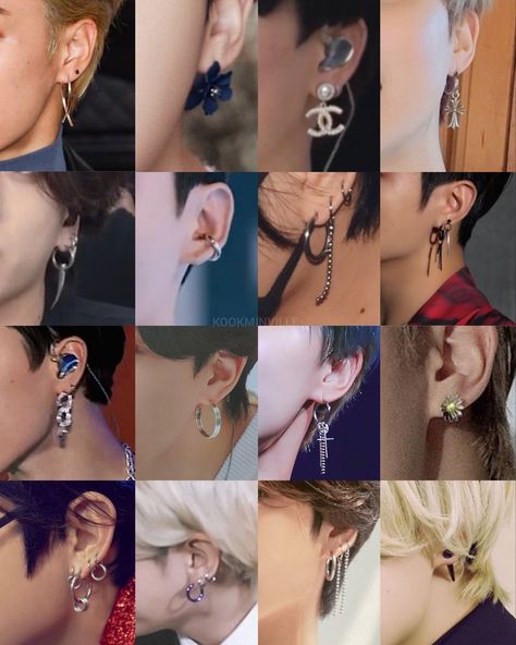 Jungkook Earrings, Jimin Earrings, Jung Kook, Punk Fashion, Tatting, Ear Cuff, Chain Necklace, Chain