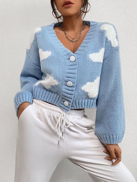 Jaket Crochet, Drop Shoulder Cardigan, Cropped Cardigan Sweater, Legging Sport, Button Sweater, Self Design, Sweater Material, Cardigan Sweaters For Women, Short Coat