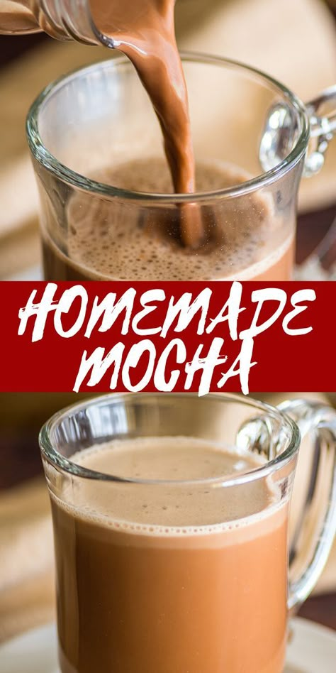 Mocha With Cocoa Powder, How To Make A Mocha At Home, Cafe Mocha Recipe At Home, Hot Coffee Recipes At Home How To Make, Starbucks Cafe Mocha Recipe, Hot Mocha Coffee, Mocha Drink Recipe, Cafe Mocha Recipe, Baking Mischief